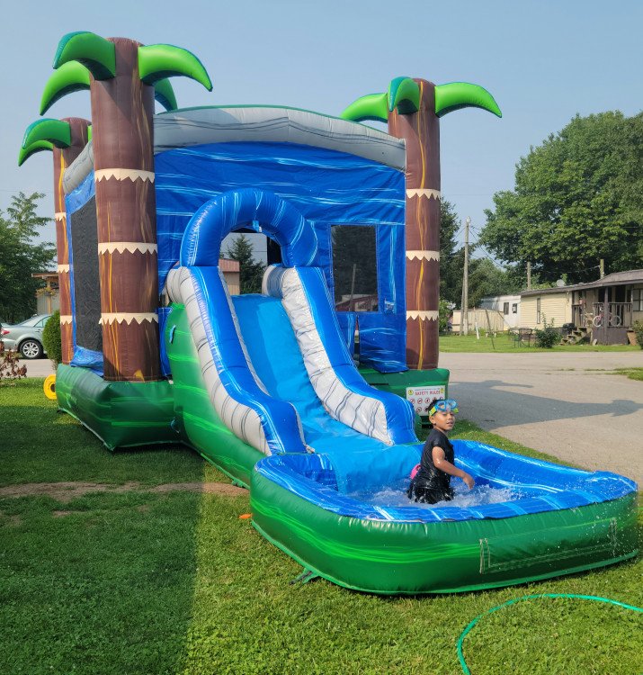 Blue crush Bounce House W/Slide combo (Dry Option)